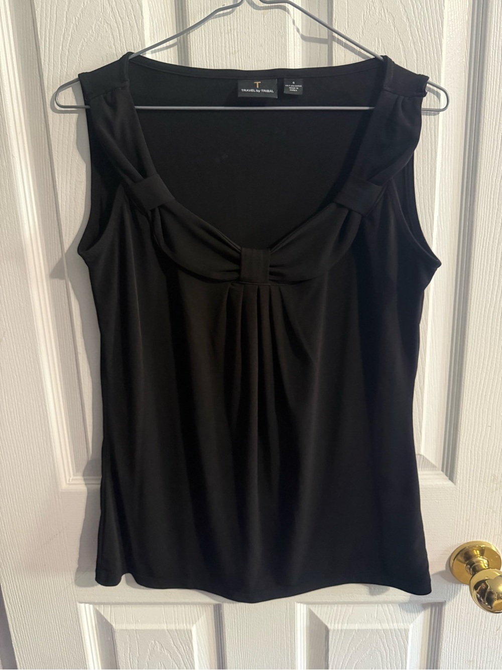 Black Sleeveless Bow-Detail Tank Top by Talbots